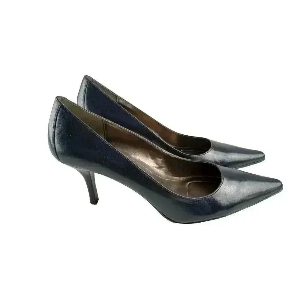 Clavin Klein Dolly Womens Pump Heels Blue Leather Stiletto Pointed Toe Size 10M